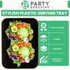 image:imagePARTY BARGAINS Plastic Serving Tray 8 Pack 14 Round White Gold Rim Serving Platter Disposable Food Tray for Snacks Appetizers Charcuterie Weddings BuffetsBlack Gold Rim