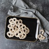 image:imagePARTY BARGAINS Plastic Serving Tray 8 Pack 14 Round White Gold Rim Serving Platter Disposable Food Tray for Snacks Appetizers Charcuterie Weddings BuffetsBlack Gold Rim