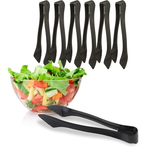 image:imagePARTY BARGAINS 85 Black Plastic Serving Tongs 6Pack  HeavyDuty Disposable amp Reusable Kitchen Tongs for Parties BBQ Buffet Salad Appetizers Catering