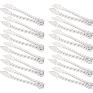 image:imagePARTY BARGAINS 85 Clear Plastic Serving Tongs 12Pack  HeavyDuty Disposable amp Reusable Kitchen Tongs for Parties BBQ Buffet Salad Appetizers Catering