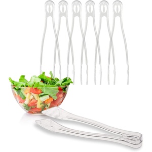 image:imagePARTY BARGAINS 85 Clear Plastic Serving Tongs 6Pack  HeavyDuty Disposable amp Reusable Kitchen Tongs for Parties BBQ Buffet Salad Appetizers Catering