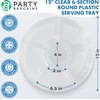 image:imagePARTY BARGAINS 12 Round Plastic Serving Tray 6Sections Clear Pack of 4