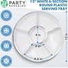 image:imagePARTY BARGAINS 12 Round Plastic Serving Tray 6Sections White with Silver Rim Pack of 4