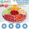 image:imagePARTY BARGAINS 12 Round Plastic Serving Tray 6Sections White with Silver Rim Pack of 4