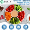 image:imagePARTY BARGAINS 12 Round Plastic Serving Tray 6Sections White with Silver Rim Pack of 4