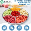 image:imagePARTY BARGAINS 12 Round Plastic Serving Tray 6Sections White with Silver Rim Pack of 8