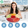 image:imagePARTY BARGAINS 12 Round Plastic Serving Tray 6Sections White with Silver Rim Pack of 8