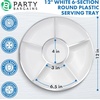 image:imagePARTY BARGAINS 12 Round Plastic Serving Tray 6Sections White with Silver Rim Pack of 8