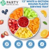 image:imagePARTY BARGAINS 12 Round Plastic Serving Tray 6Sections White with Silver Rim Pack of 8