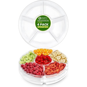 image:imagePARTY BARGAINS 12 Round Plastic Serving Tray 6Sections Clear Pack of 4