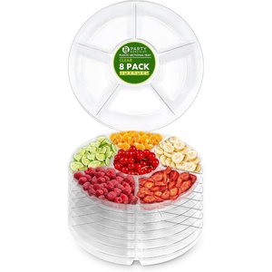 image:imagePARTY BARGAINS 12 Round Plastic Serving Tray 6Sections Clear Pack of 8