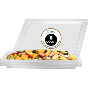 image:imageParty BARGAINS 16 x 11 Plastic Serving Trays  8 Pack Disposable Clear Plastic Trays Ideal for Weddings Buffets and Birthday Parties