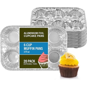 image:imagePARTY BARGAINS 6Cup Aluminum Muffin Pans  40 Pack Standard Size Cupcake Pans Disposable Muffin Tin for Baking Max 240CMuffins