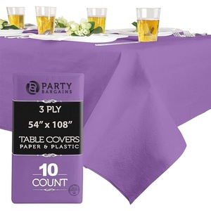 image:imagePARTY BARGAINS 10 Disposable Table Covers  54 X 108 Purple Table Cover 3 Ply Paper amp Plastic Tablecloth