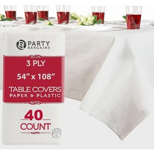 image:imagePARTY BARGAINS 40 Disposable Table Covers  54 X 108 3 Ply Paper amp Plastic White Table Cover