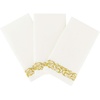 image:imagePARTY BARGAINS Disposable LinenFeel Guest Towels 100 Pack 13 x 16 White with Gold Print Soft Paper Hand Towels for Weddings Cocktail Party Decorative Fold Dinner Napkins