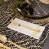 image:imagePARTY BARGAINS Disposable LinenFeel Guest Towels 100 Pack 13 x 16 White with Gold Print Soft Paper Hand Towels for Weddings Cocktail Party Decorative Fold Dinner Napkins