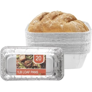 image:imagePARTY BARGAINS 1 lb Loaf Pans Disposable Aluminum Bread Tins 20 Pack  HeavyDuty OvenSafe Bakeware Max 240C for Bread Loaf Meatloaf Cakes Parties amp Events