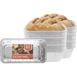 image:imagePARTY BARGAINS 1 lb Loaf Pans Disposable Aluminum Bread Tins 60 Pack  HeavyDuty OvenSafe Bakeware Max 240C for Bread Loaf Meatloaf Cakes Parties amp Events