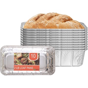 image:imagePARTY BARGAINS 2 Lb Aluminum Loaf Pan  10 Pack 85 x 45 x 25 Heavy Duty Disposable Bread Pans for Perfect for Baking Lasagna Meatloaf amp Food Serving Max 240C