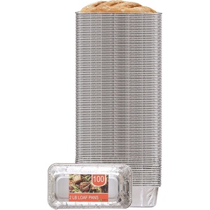 image:imagePARTY BARGAINS 2 lb Loaf Pans Disposable Aluminum Bread Tins 100 Pack  HeavyDuty OvenSafe Bakeware Max 240C for Bread Loaf Meatloaf Cakes Parties amp Events