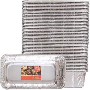image:imagePARTY BARGAINS 2 lb Loaf Pans Disposable Aluminum Bread Tins 50 Pack  HeavyDuty OvenSafe Bakeware Max 240C for Bread Loaf Meatloaf Cakes Parties amp Events