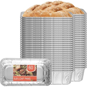 image:imagePARTY BARGAINS 5 lb Loaf Pans Disposable Aluminum Bread Tins 60 Pack  HeavyDuty OvenSafe Bakeware Max 240C for Bread Loaf Meatloaf Cakes Parties amp Events
