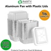 image:imagePARTY BARGAINS Party Bargains Aluminum Oblong Foil Pan Containers and plastic dome lids 1lb Capacity Aluminum Foil TakeOut Pans 800 With Plastic Lids