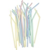 image:imageParty Bargains Flexible Drinking Straws 100 Count Striped Colors Disposable Plastic Straws 023 diameter 763 long Pack of 1