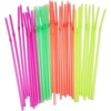 image:imageParty Bargains Flexible Drinking Straws 175 Count Assorted Neon Colors Disposable Plastic Straws for Cold Drinks Colorful 023 diameter 763 long Pack of 1