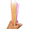 image:imageParty Bargains Flexible Drinking Straws 175 Count Assorted Neon Colors Disposable Plastic Straws for Cold Drinks Colorful 023 diameter 763 long Pack of 1