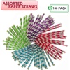 image:imageParty Bargains Paper Straws  Disposable amp Reusable Assorted Rainbow Stripe Drinking Large Straw  Perfect for Juices Shakes Smoothies Party Supplies Arts amp Crafts  150 Pack