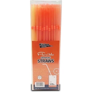 image:imageParty Bargains Flexible Drinking Straws 175 Count Assorted Neon Colors Disposable Plastic Straws for Cold Drinks Colorful 023 diameter 763 long Pack of 1