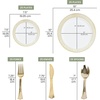 image:imagePARTY BARGAINS 125 Disposable Dinner Set for 25 Guest  Gold Spiral 25 Each 10 Dinner Plates 7 SaladDessert Plates Forks Knives Spoons for Wedding Receptions Banquets Buffets