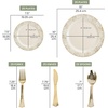 image:imagePARTY BARGAINS 125 Disposable Plastic Dinnerware Set for 25 Guest  Gold Lace 25 Each 10 Dinner Plates 7 SaladDessert Plates Forks Knives Spoons for Weddings Bridal Showers Birthday