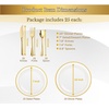 image:imagePARTY BARGAINS 125 Disposable Plastic Dinnerware Set for 25 Guest  Gold Settings 25 Each 10 Dinner Plates 7 SaladDessert Plates Forks Knives Spoons for Weddings Bridal Showers Birthday