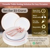 image:imagePARTY BARGAINS 125 Disposable Plastic Dinnerware Set for 25 Guest  Rose Gold 25 Each 10 Dinner Plates 7 SaladDessert Plates Forks Knives Spoons for Weddings Bridal Showers