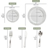 image:imagePARTY BARGAINS 125 Disposable Plastic Dinnerware Set for 25 Guest  Silver Lace 25 Each 10 Dinner Plates 7 SaladDessert Plates Forks Knives Spoons Weddings Bridal Showers Birthday