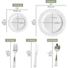 image:imagePARTY BARGAINS 125 Disposable Plastic Dinnerware Set for 25 Guest  Vintage White 25 Each 10 Dinner Plates 7 SaladDessert Plates Forks Knives Spoons for Weddings Bridal Showers Birthday