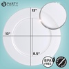 image:imagePARTY BARGAINS 13Inch Charger Plates  8 Pack Organic Collection Black Gold Rim HeavyDuty Disposable Chargers for Elegant Dining  Ideal for Weddings and Formal EventsA White