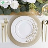 image:imagePARTY BARGAINS 13Inch Charger Plates  8 Pack Organic Collection Black Gold Rim HeavyDuty Disposable Chargers for Elegant Dining  Ideal for Weddings and Formal EventsGold Textured