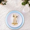 image:imagePARTY BARGAINS 13Inch Charger Plates  8 Pack Organic Collection Black Gold Rim HeavyDuty Disposable Chargers for Elegant Dining  Ideal for Weddings and Formal EventsHammered Blue Gold Rim
