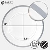 image:imagePARTY BARGAINS 13Inch Charger Plates  8 Pack Organic Collection Black Gold Rim HeavyDuty Disposable Chargers for Elegant Dining  Ideal for Weddings and Formal EventsSilver Rim