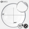 image:imagePARTY BARGAINS 13Inch Charger Plates  8 Pack Organic Collection Black Gold Rim HeavyDuty Disposable Chargers for Elegant Dining  Ideal for Weddings and Formal EventsSilver Rim
