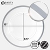 image:imagePARTY BARGAINS 13Inch Charger Plates  8 Pack Organic Collection Black Gold Rim HeavyDuty Disposable Chargers for Elegant Dining  Ideal for Weddings and Formal EventsSilver Rim