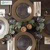 image:imagePARTY BARGAINS 13Inch Charger Plates  8 Pack Organic Collection Black Gold Rim HeavyDuty Disposable Chargers for Elegant Dining  Ideal for Weddings and Formal EventsGold Textured
