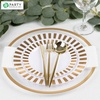 image:imagePARTY BARGAINS 13Inch Charger Plates  8 Pack Organic Collection Black Gold Rim HeavyDuty Disposable Chargers for Elegant Dining  Ideal for Weddings and Formal EventsA Clear with Gold Rim