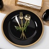 image:imagePARTY BARGAINS 13Inch Charger Plates  8 Pack Organic Collection Black Gold Rim HeavyDuty Disposable Chargers for Elegant Dining  Ideal for Weddings and Formal EventsBlack With Gold Rim
