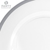 image:imagePARTY BARGAINS 13Inch Charger Plates  8 Pack Organic Collection Black Gold Rim HeavyDuty Disposable Chargers for Elegant Dining  Ideal for Weddings and Formal EventsSilver Rim
