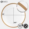 image:imagePARTY BARGAINS 13Inch Charger Plates  8 Pack Organic Collection Black Gold Rim HeavyDuty Disposable Chargers for Elegant Dining  Ideal for Weddings and Formal EventsA Clear with Gold Rim